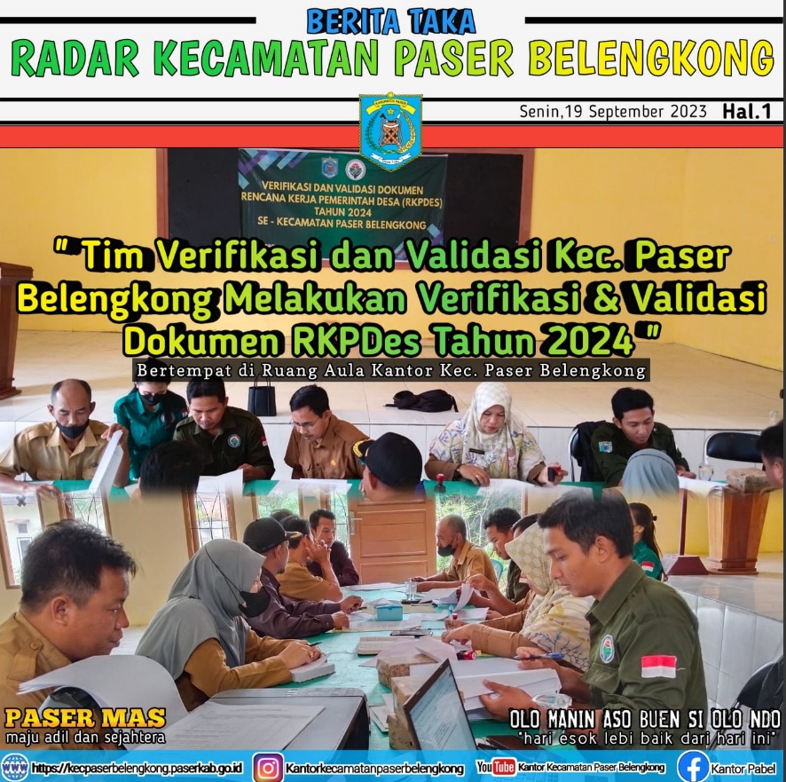 Verifikasi dan Validasi Dokumen RKP Desa Tahun 2024 Se-Kecamatan Paser Belenkong